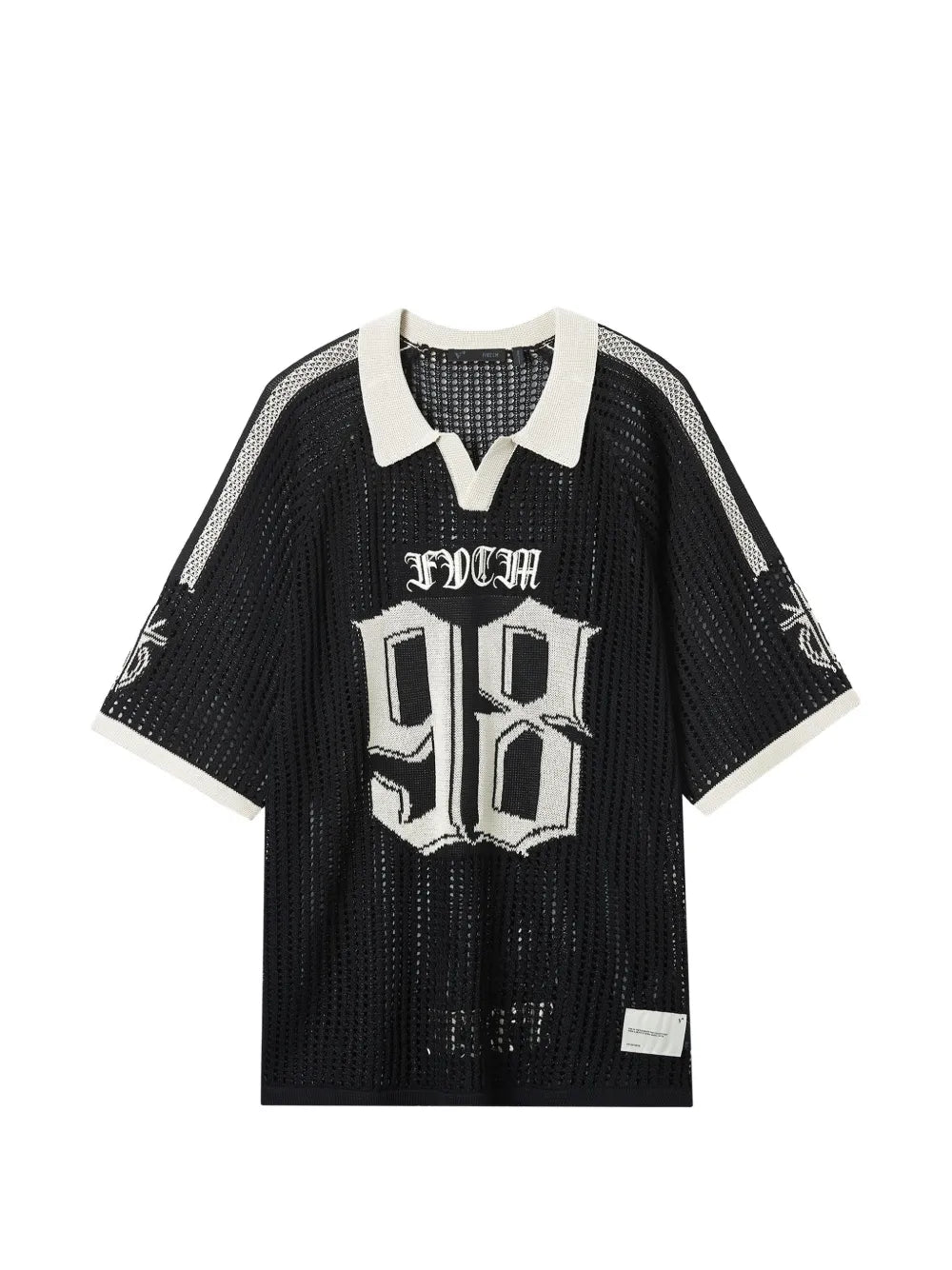 number-motif open-knit T-Shirt