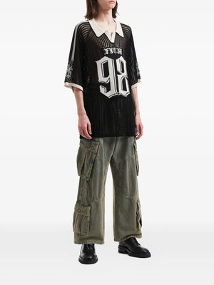 number-motif open-knit T-Shirt