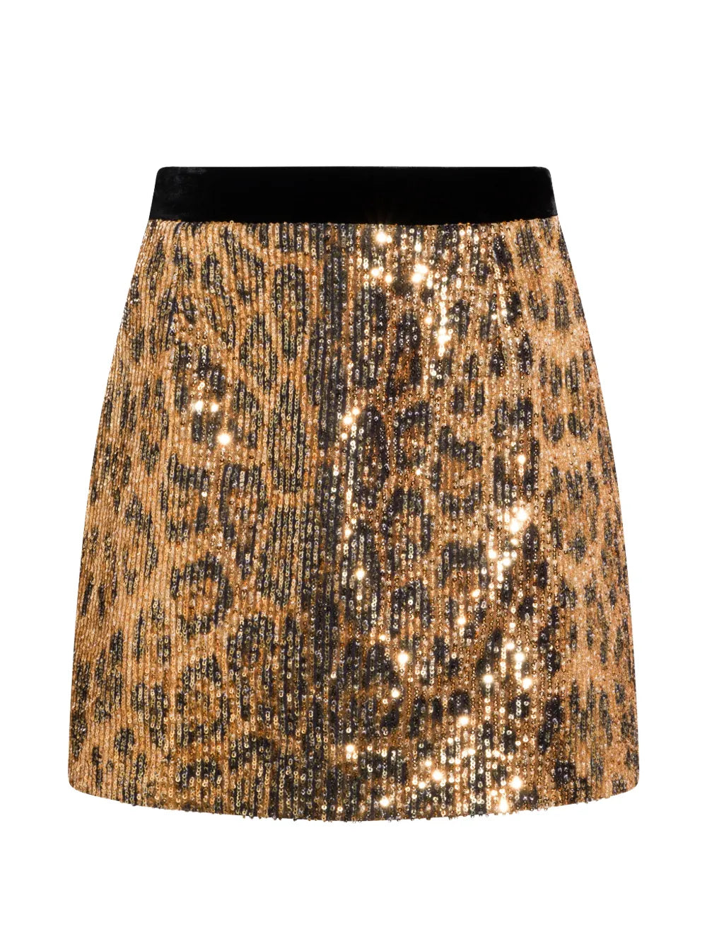 sequinned animal-print mini skirt