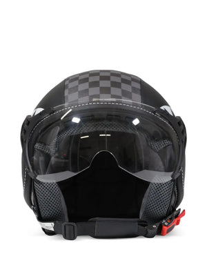 shark-print checkerboard helmet