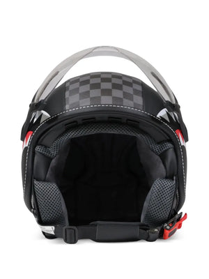 shark-print checkerboard helmet