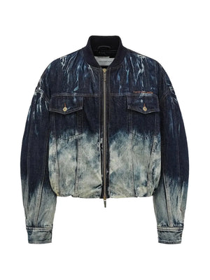 gradient distressed-effect denim jacket