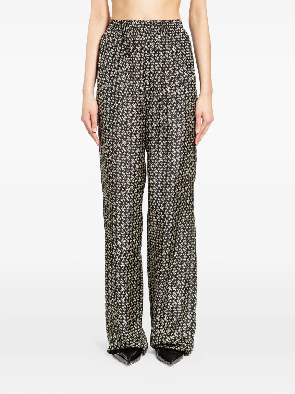 printed wide-leg trousers
