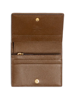 VLogo Signature wallet in denim with floral embroidery