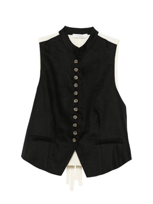 Linnea button collarless top