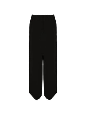 elasticated-waistband straight-leg trousers