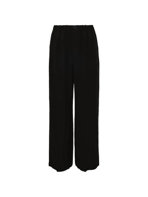 elasticated-waistband straight-leg trousers