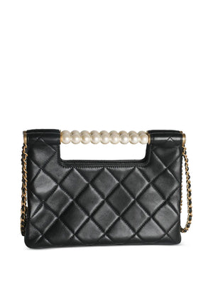 2021-2025 small CC Pearls Bar Handle Shopping quilted bag