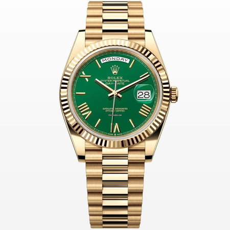 Rolex | Day-Date | 228238 | Rose gold | 40 mm | Yellow gold | Green | Automatic