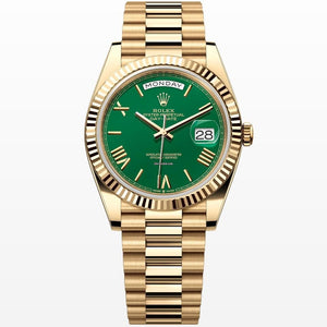 Rolex | Day-Date | 228238 | Rose gold | 40 mm | Yellow gold | Green | Automatic
