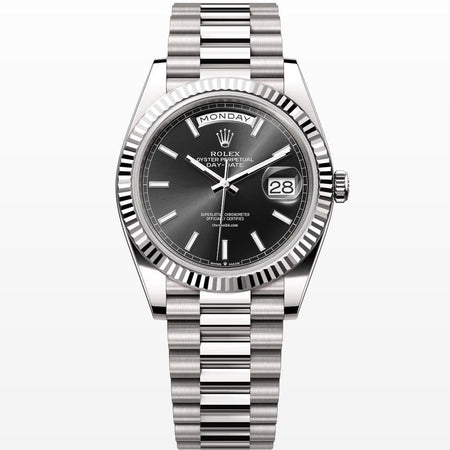 Rolex | Day-Date | 228239 | White gold | 40 mm | White gold | Black | Automatic