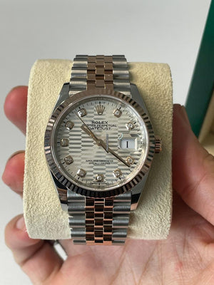 Rolex | Datejust | Oyster 36mm Stainless Steel & Rose Gold Watch Silver Fluted | Gold/Steel | 36 x 44 mm | Gold/Steel | Silver | Automatic