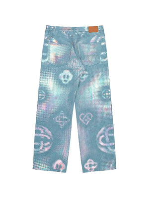 pearlescent monogram baggy jeans