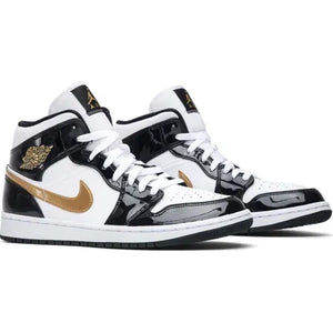 Air Jordan 1 Mid Patent SE Black Gold Sale