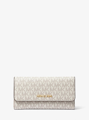 Michael Kors Jet Set Large Logo Trifold Wallet Vanilla