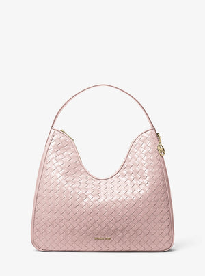 Michael Kors Nayla Medium Woven Shoulder Bag Powder Blush
