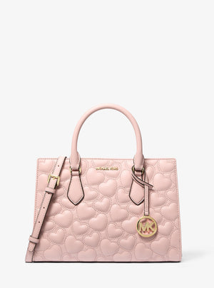 Michael Kors Sheila Medium Heart Embroidered Satchel Powder Blush