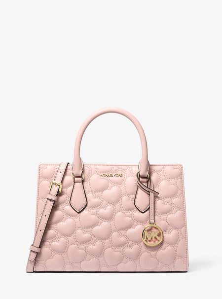 Michael Kors Sheila Medium Heart Embroidered Satchel Powder Blush