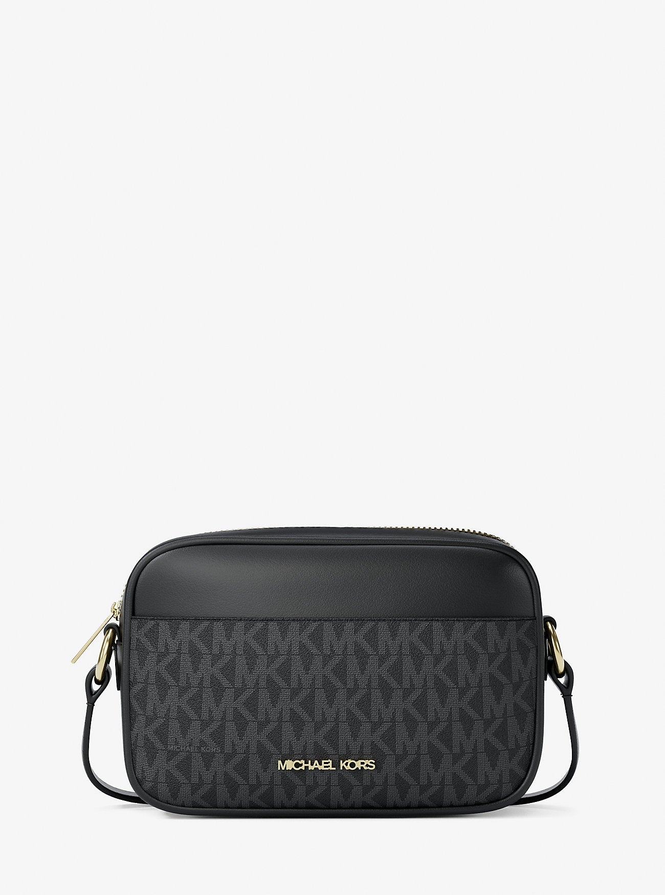 Michael Kors Jet Set Small Signature Logo Camera Crossbody Bag Black