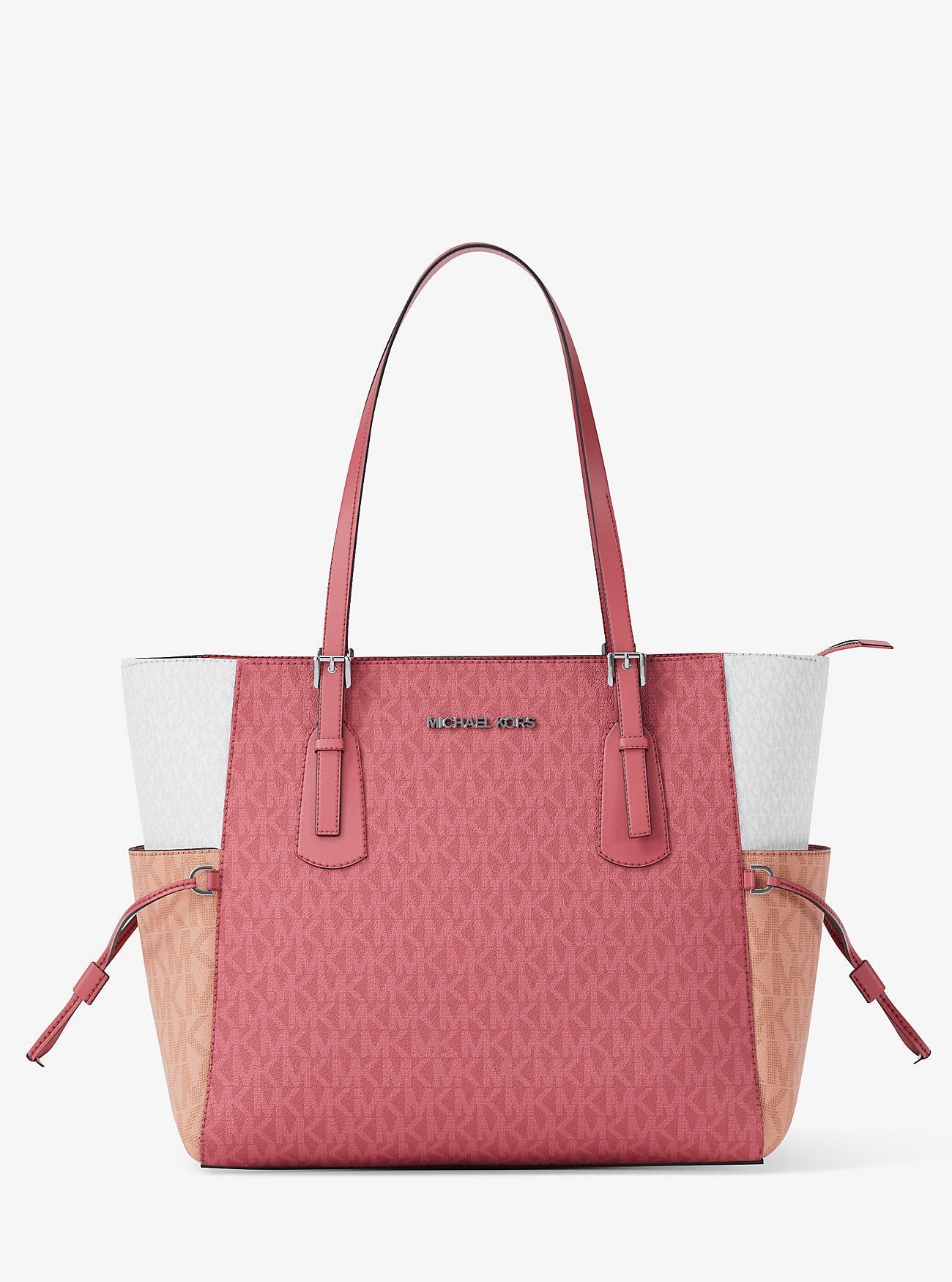Michael Kors Voyager Large Color-Block Signature Logo Tote Bag Hibiscus