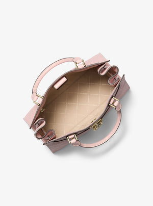 Michael Kors Hamilton Medium Signature Logo Satchel Powder Blush