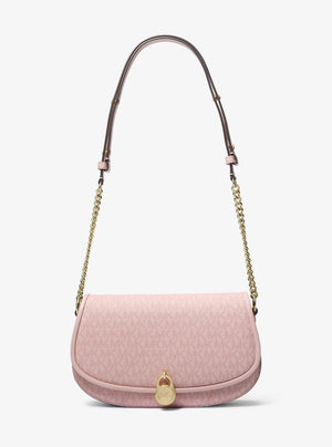 Michael Kors Mila Medium Signature Logo Messenger Bag Powder Blush