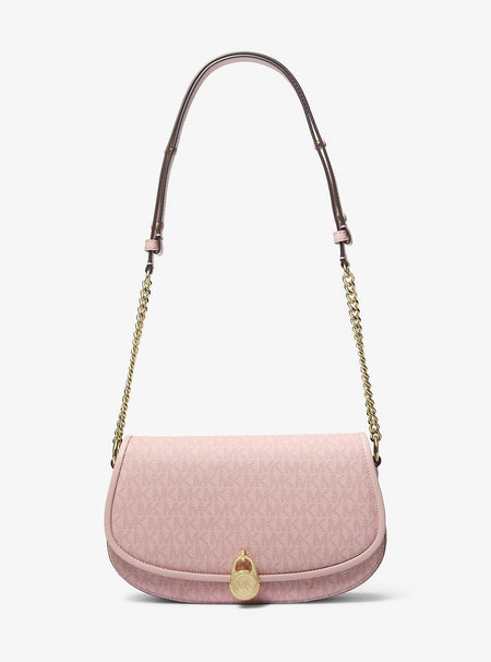 Michael Kors Mila Medium Signature Logo Messenger Bag Powder Blush