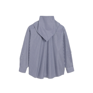 Blue Cotton Long Sleeves Striped Bandana Blouse