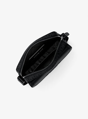 Michael Kors Cooper Medium Pebbled Leather and Signature Logo Camera Crossbody Bag Black