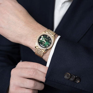 Rolex | Day-Date | 228348RBR | Yellow gold | 40 mm | Yellow gold | Green | Automatic