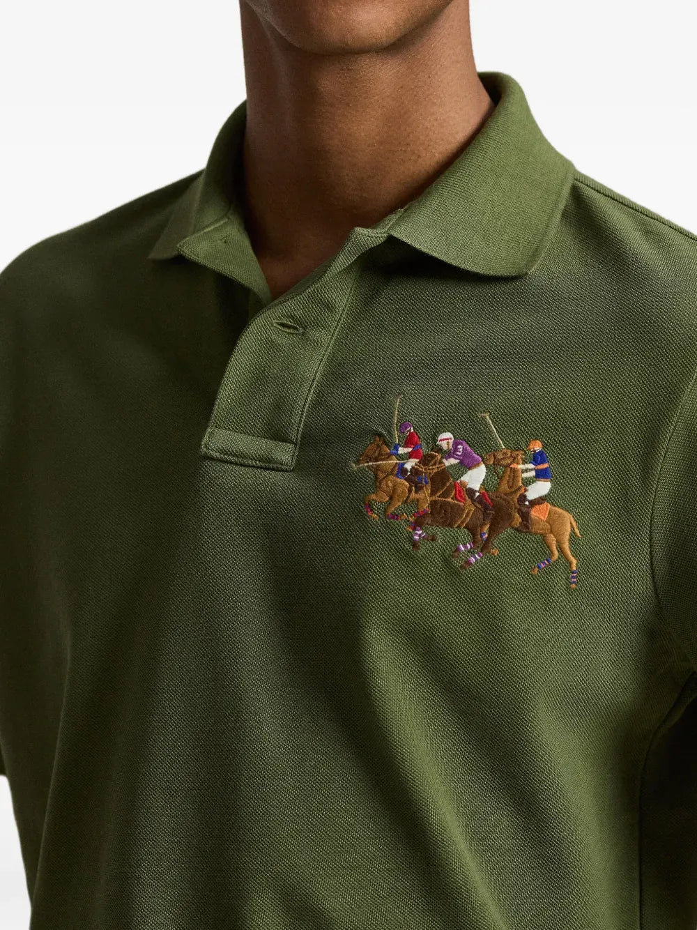 embroidered triple-pony polo shirt