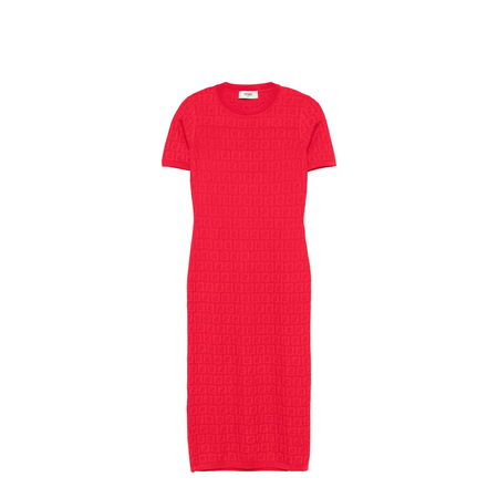 Fitted Midi Dress Red