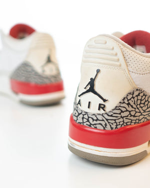 Nike Air Jordan 3 Retro Summit White/Fire Red -Black-Cement Grey (UK 9)