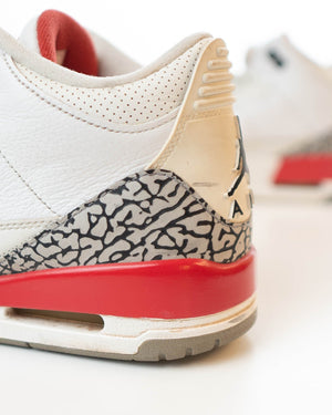 Nike Air Jordan 3 Retro Summit White/Fire Red -Black-Cement Grey (UK 9)