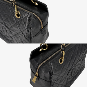CS001 - CHANEL Vintage Black Caviar Leather PTT Tote Bag
