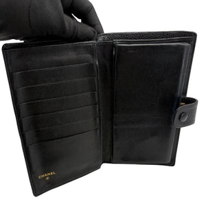 CS067 - CHANEL Vintage Black Caviar Leather Long Wallet