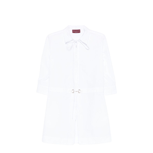 Cotton Poplin Shirt Dress with Horsebit in White