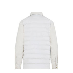 Cotton Blend Bouclé Down Shirt Jacket - Ivory