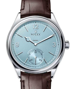 Rolex | 1908 | 52506 | Platinum | 39 x 40 mm | Leather | Blue | Automatic