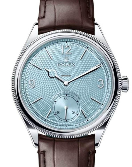 Rolex | 1908 | 52506 | Platinum | 39 x 40 mm | Leather | Blue | Automatic