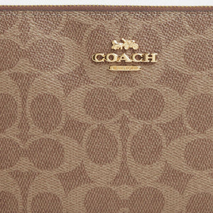 Coach Large Corner Zip Wristlet In Signature Canvas Signature Canvas-Gold-Tan-Brown