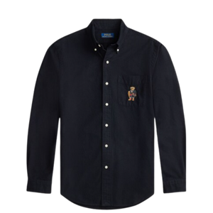 Polo Ralph Lauren  Men Black Polo Bear Custom-Fit Oxford Shirt
