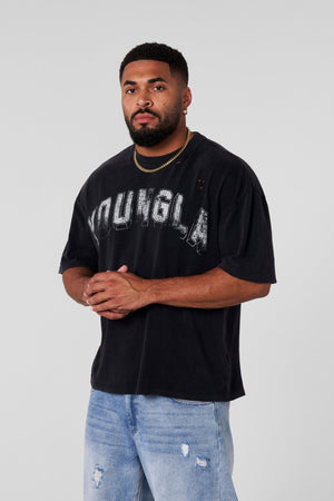 YOUNG LA 4146 Scuffed Cloud Tees Black Wash