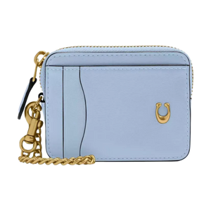 Coach EssentialChain Calfskin Card Holder Women's Light Blue