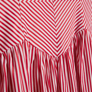 Red Petite V Neck Stripe Midi Dress