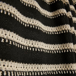 Black Striped Crochet Wide Leg Trousers