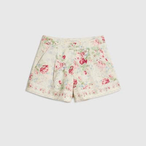 White Floral Printed Shorts