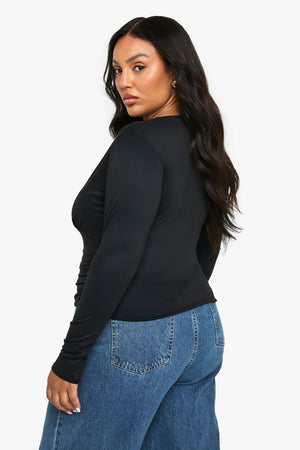 Plus Plunge Ruched Top