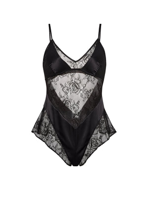 Satin & Rose Lace Flutter Romper