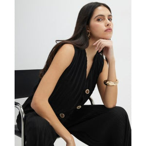 Black Plisse Waistcoat